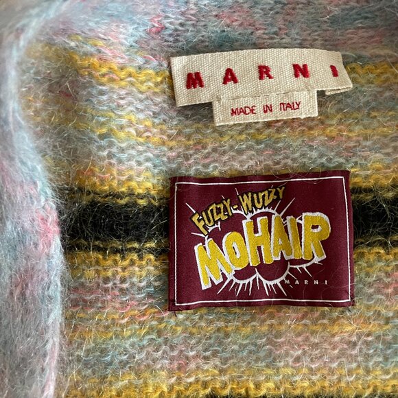 MARNI Mohair Fuzzy Wuzzy Brushed Stripe Cardigan Sweater - Picture 4 of 8